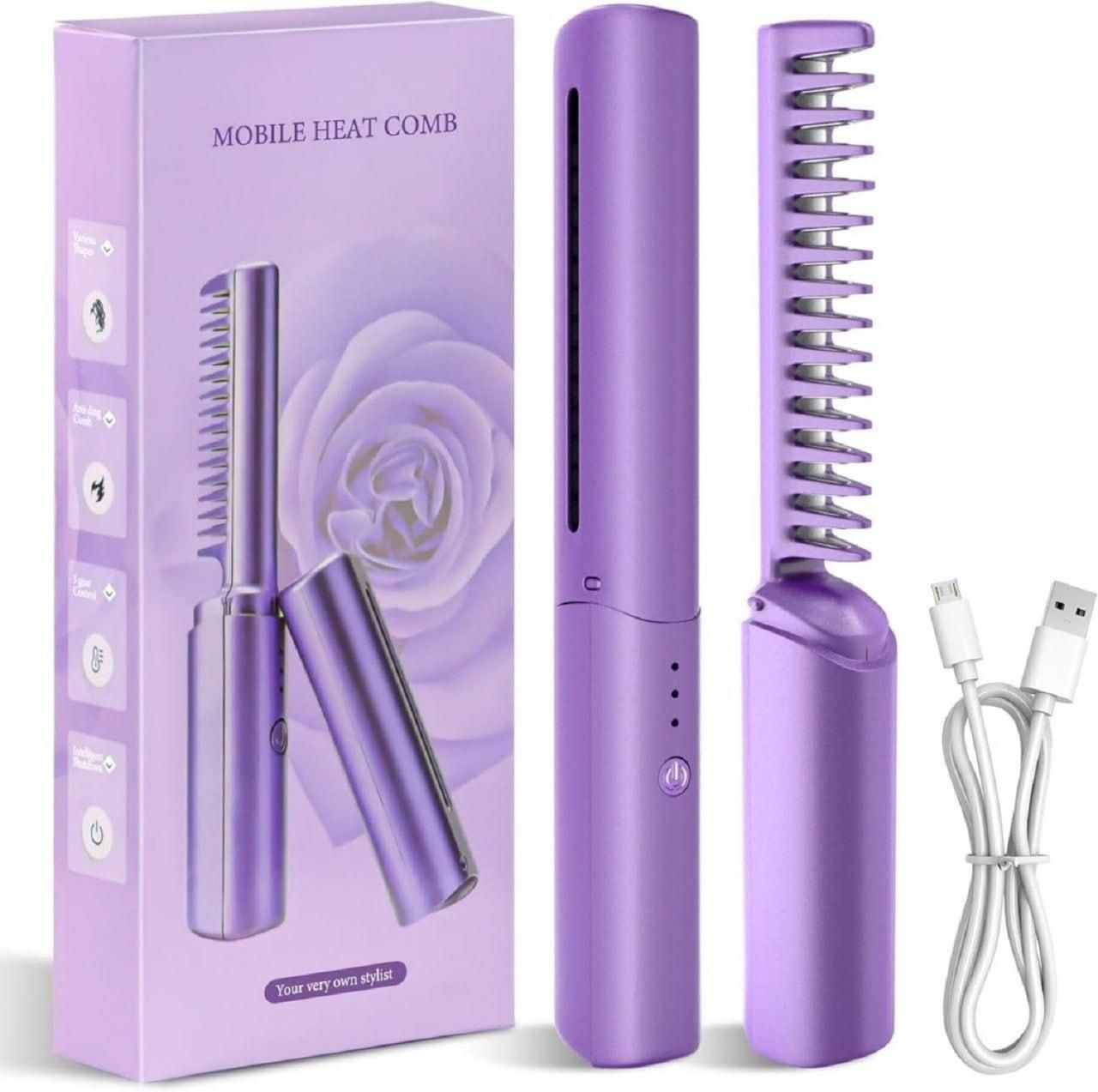 Portable Mini Hair Straightener | Cordless Rechargeable Comb